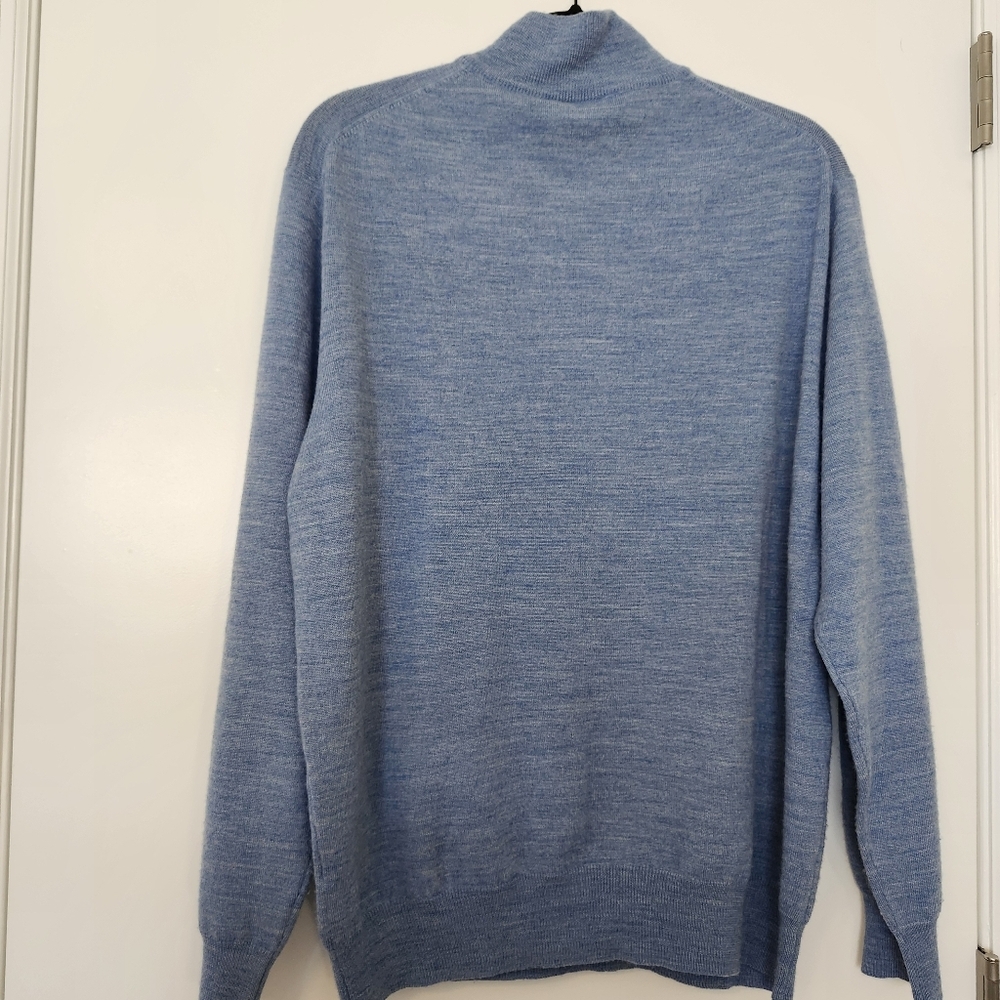 Jos A Bank Merino Wool Quarter Zip Sweater Mens XL Blue - Picture 6 of 9